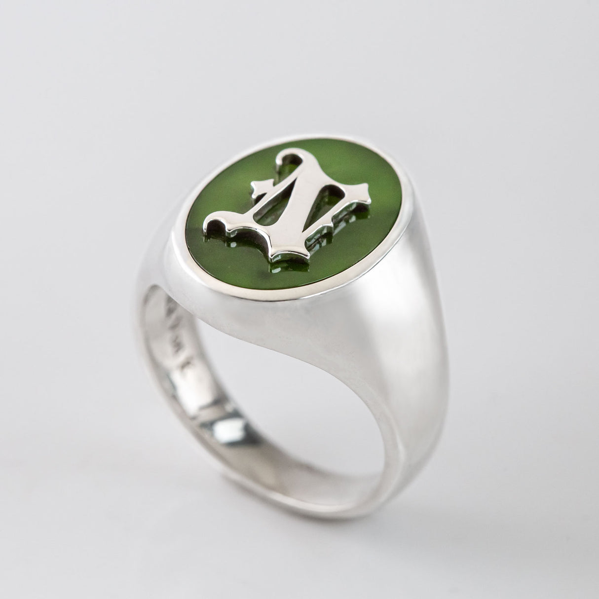 "This is Me" Personalised Pounamu Initial Ring in Sterling Silver