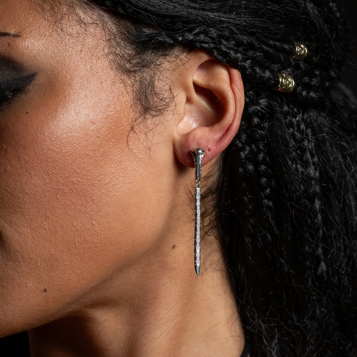 Rising Cobra Earrings in Sterling Silver