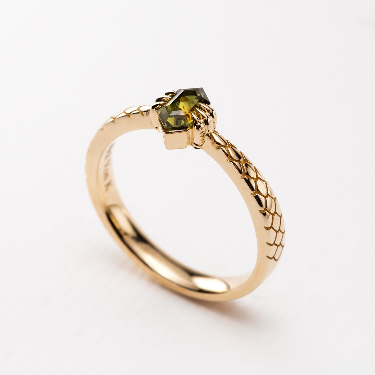 Golden Green Bicolour Sapphire Dragon Claw Ring
