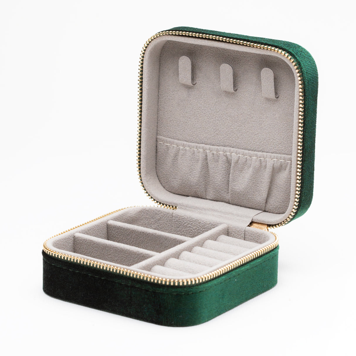 Emerald Green Velvet Jewellery Box