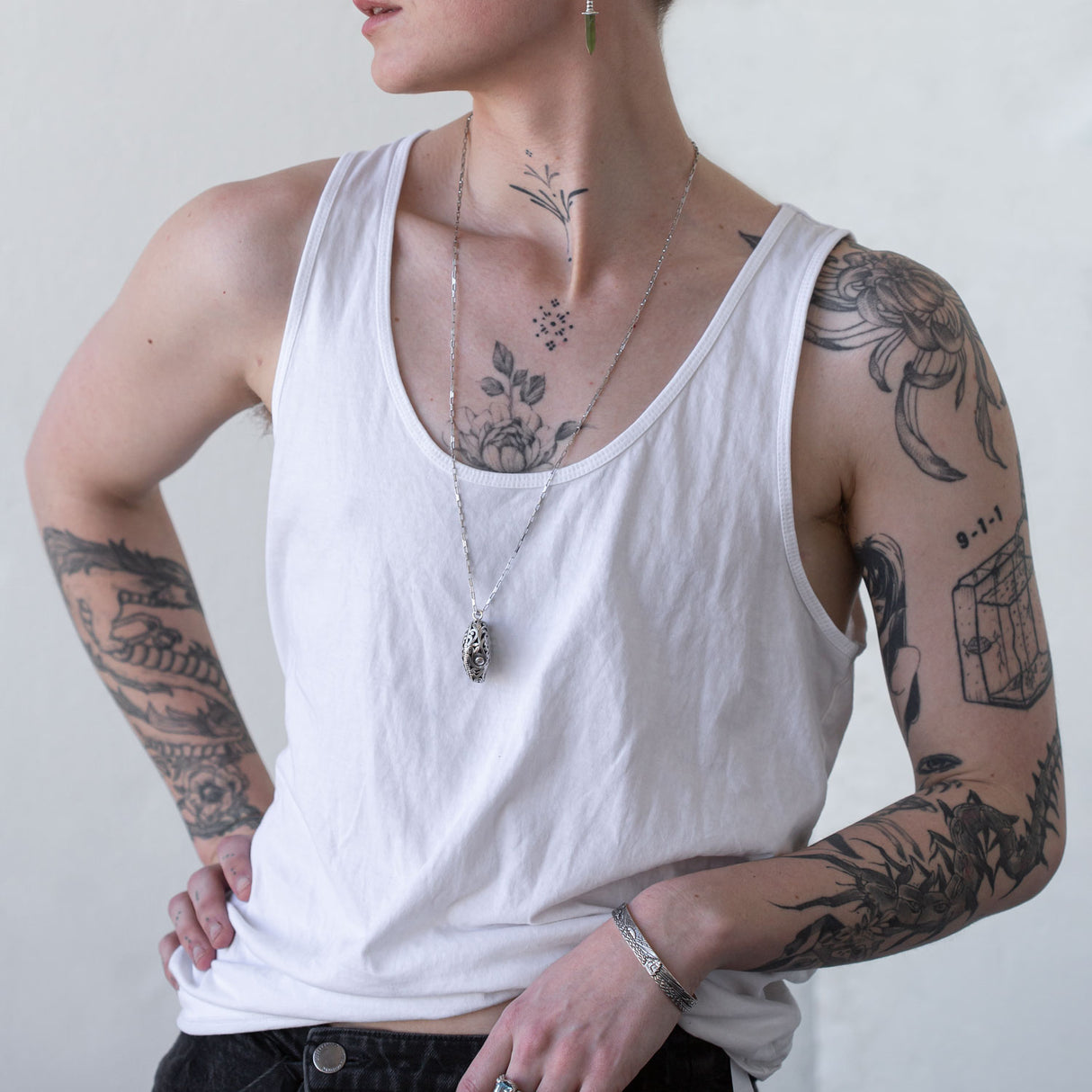 Mexican Snake Head Pendant in Sterling Silver