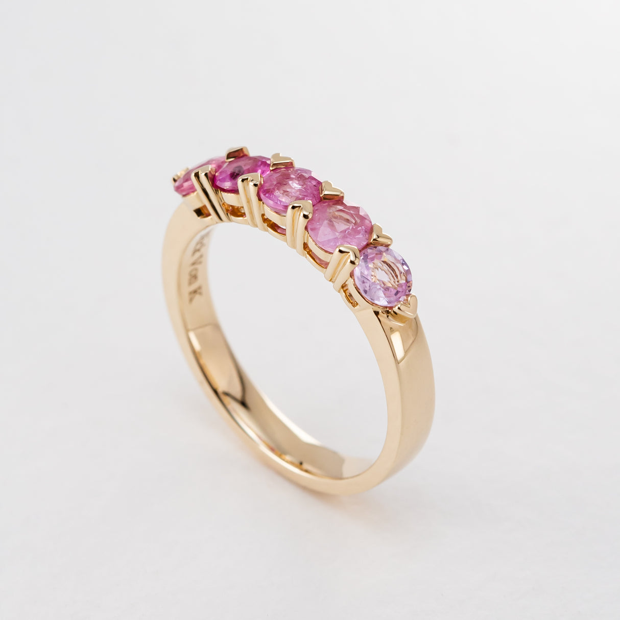 Pink Ombré Sapphire Heart Claw Ring