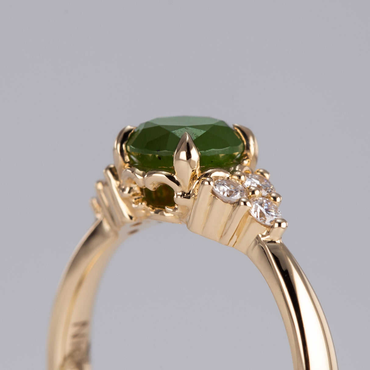 Frosted Dewdrop Ring with Pounamu & Diamonds