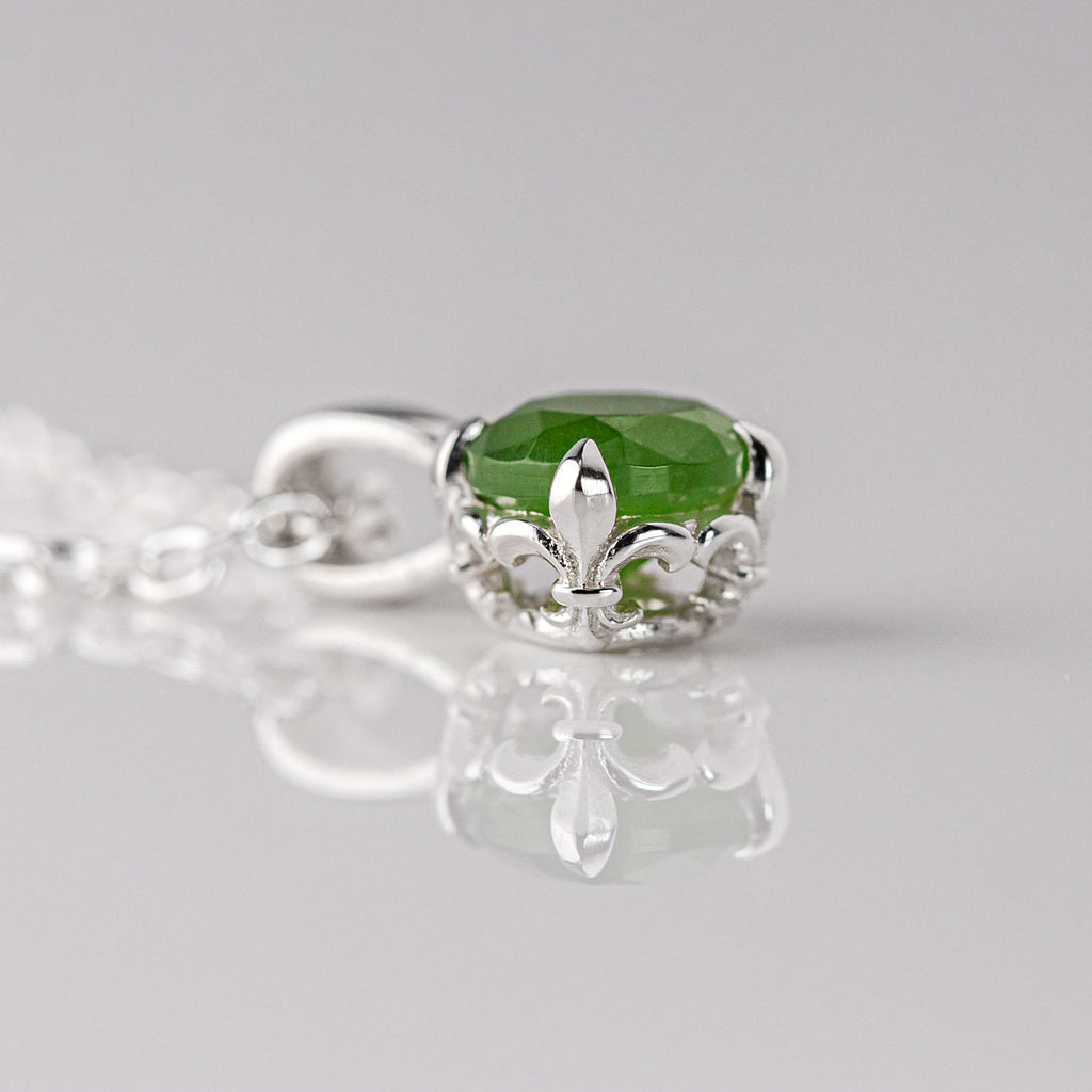 Baby Dewdrop pendant with Pounamu in Sterling Silver