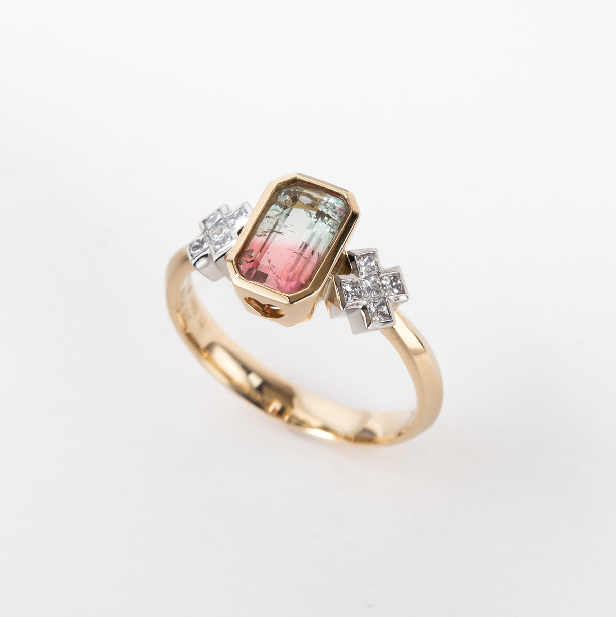 Watermelon Kiss Kiss Ring with Diamonds