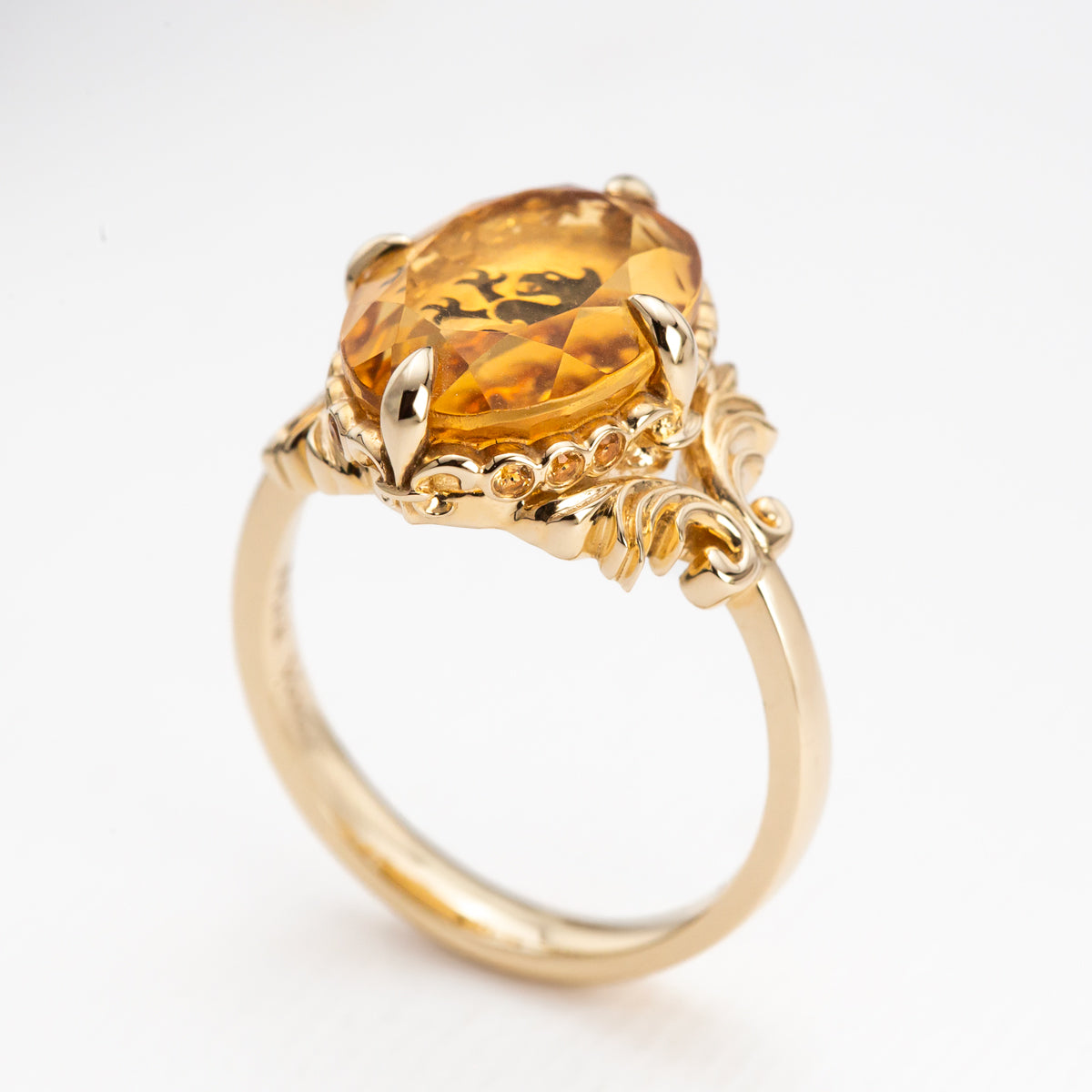 Rampant Lion Citrine Gold Ring