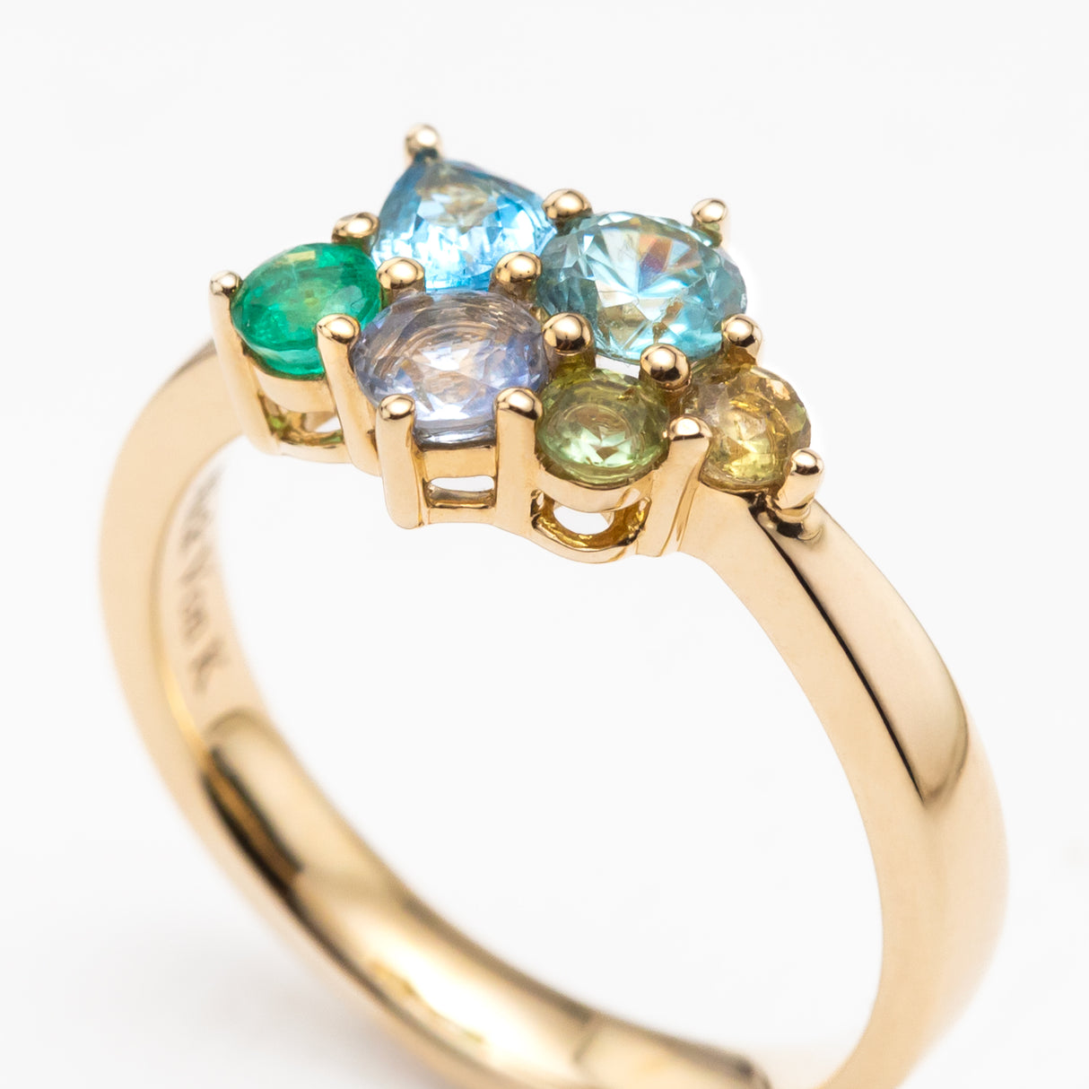 Fallen Leaves Ring with Sapphire & Emerald