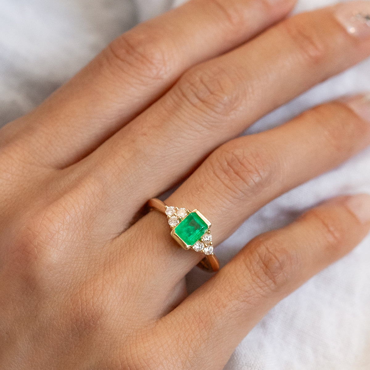 Gaia Lady of the Lake Ring in Emerald