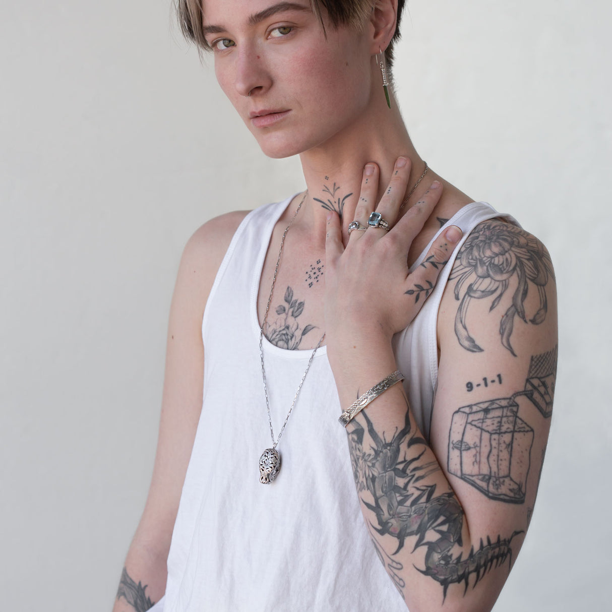 Mexican Snake Head Pendant in Sterling Silver