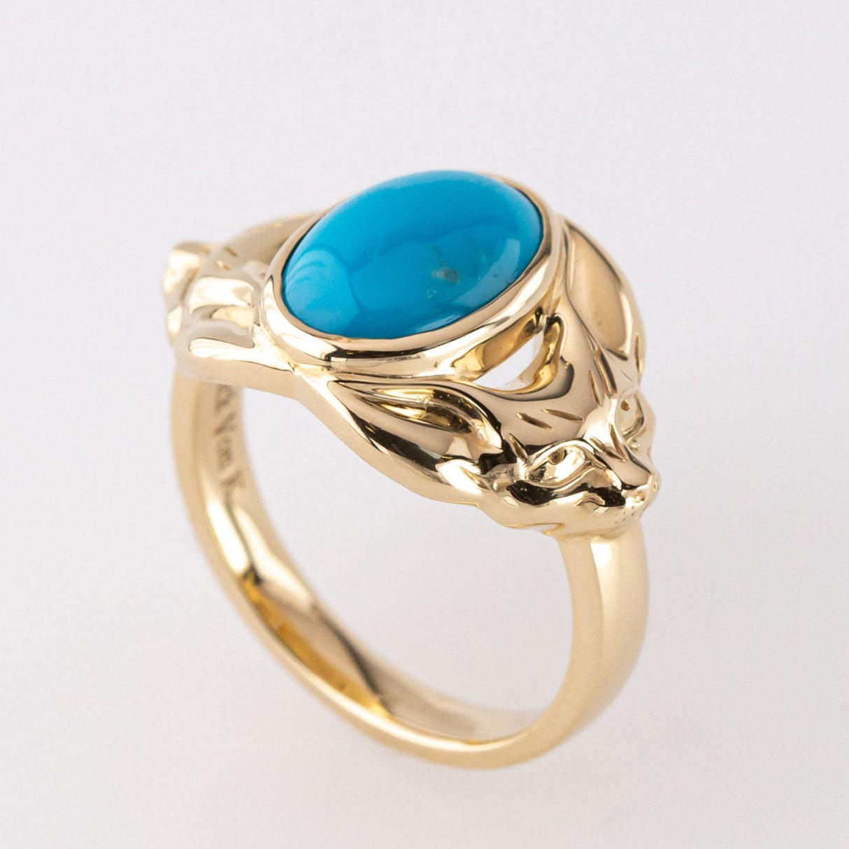 Turquoise Egyptian Fox ring in 9 carat Gold
