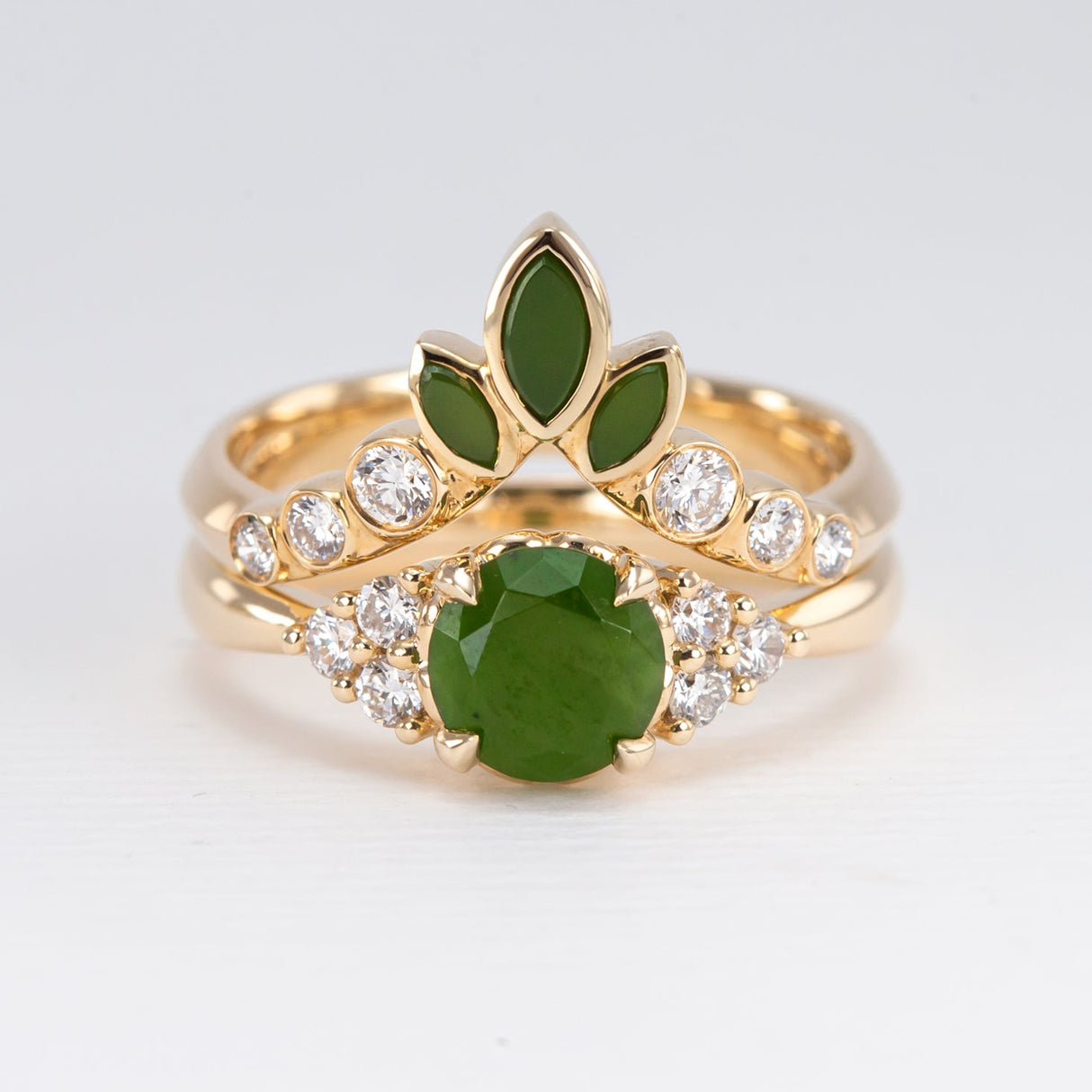 Enchanter Ring with Pounamu and Diamonds