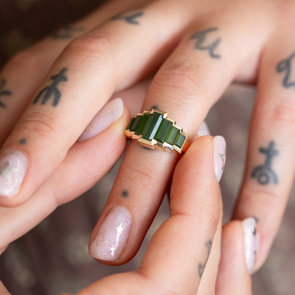 Pounamu Hall of Mirrors Gold Ring