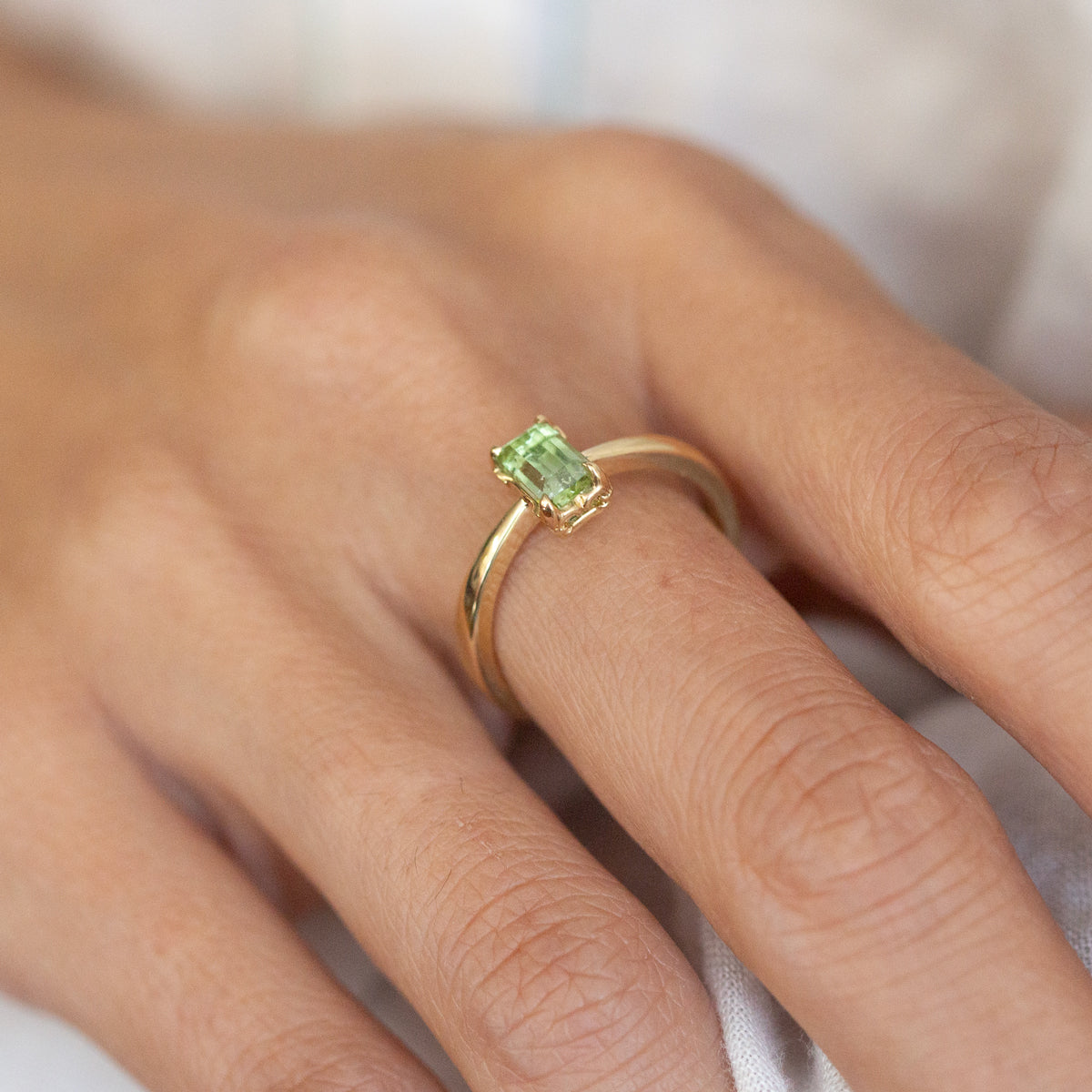 Lime Tourmaline Tiny Bloom Ring