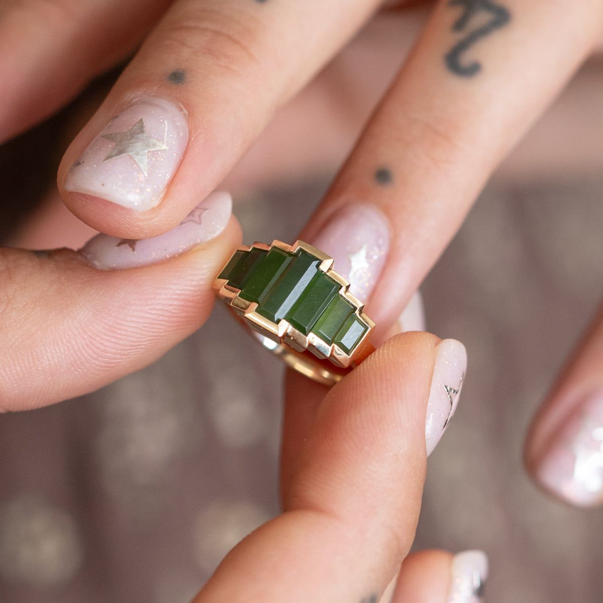 Pounamu Hall of Mirrors Gold Ring