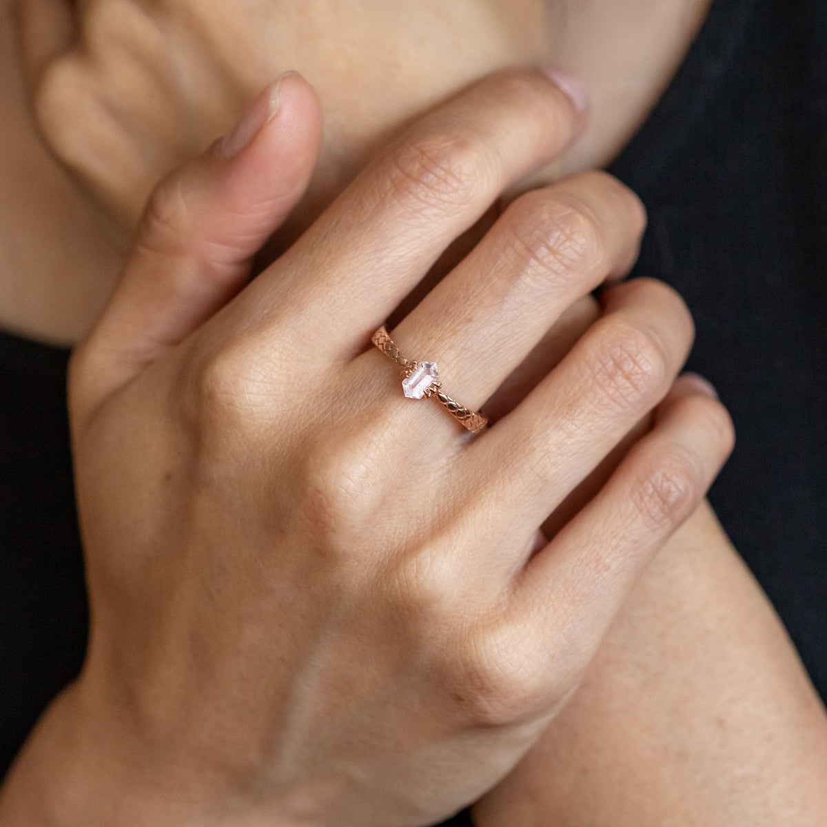 Rose Gold Morganite Dragon Claw Ring