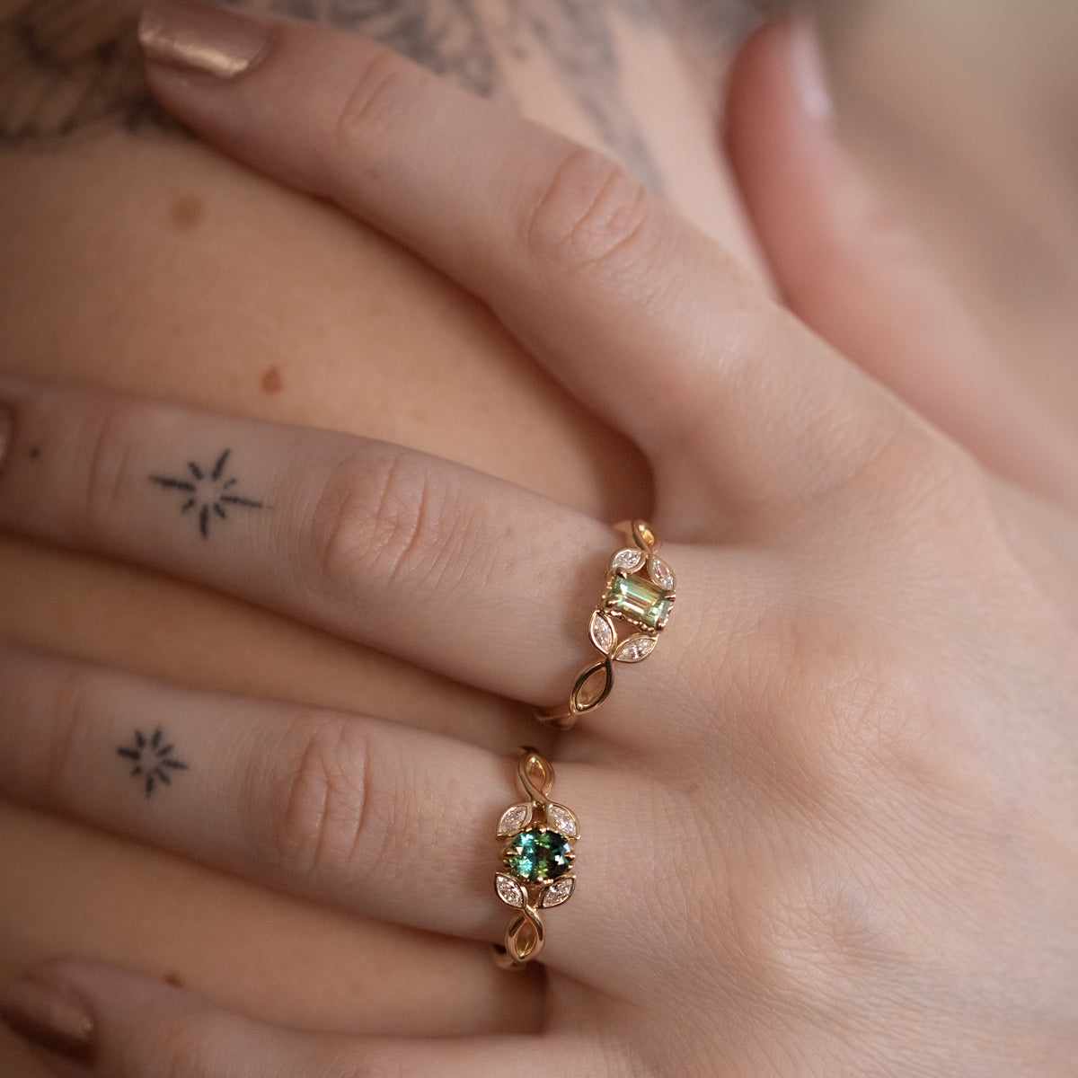 Lime Green Sapphire Nymphia Ring