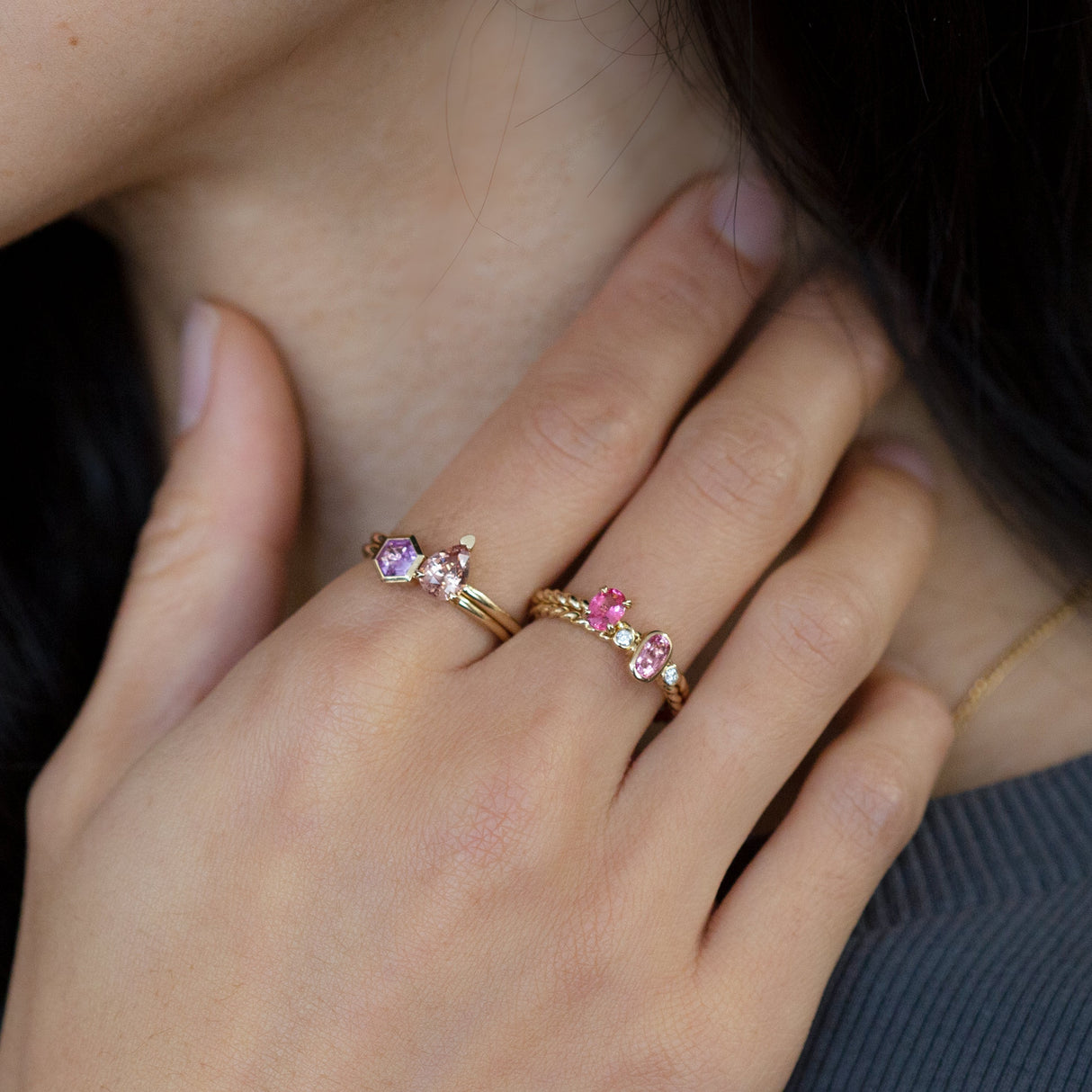 Peach Sunset Malaya Garnet Tiny Treasure Ring