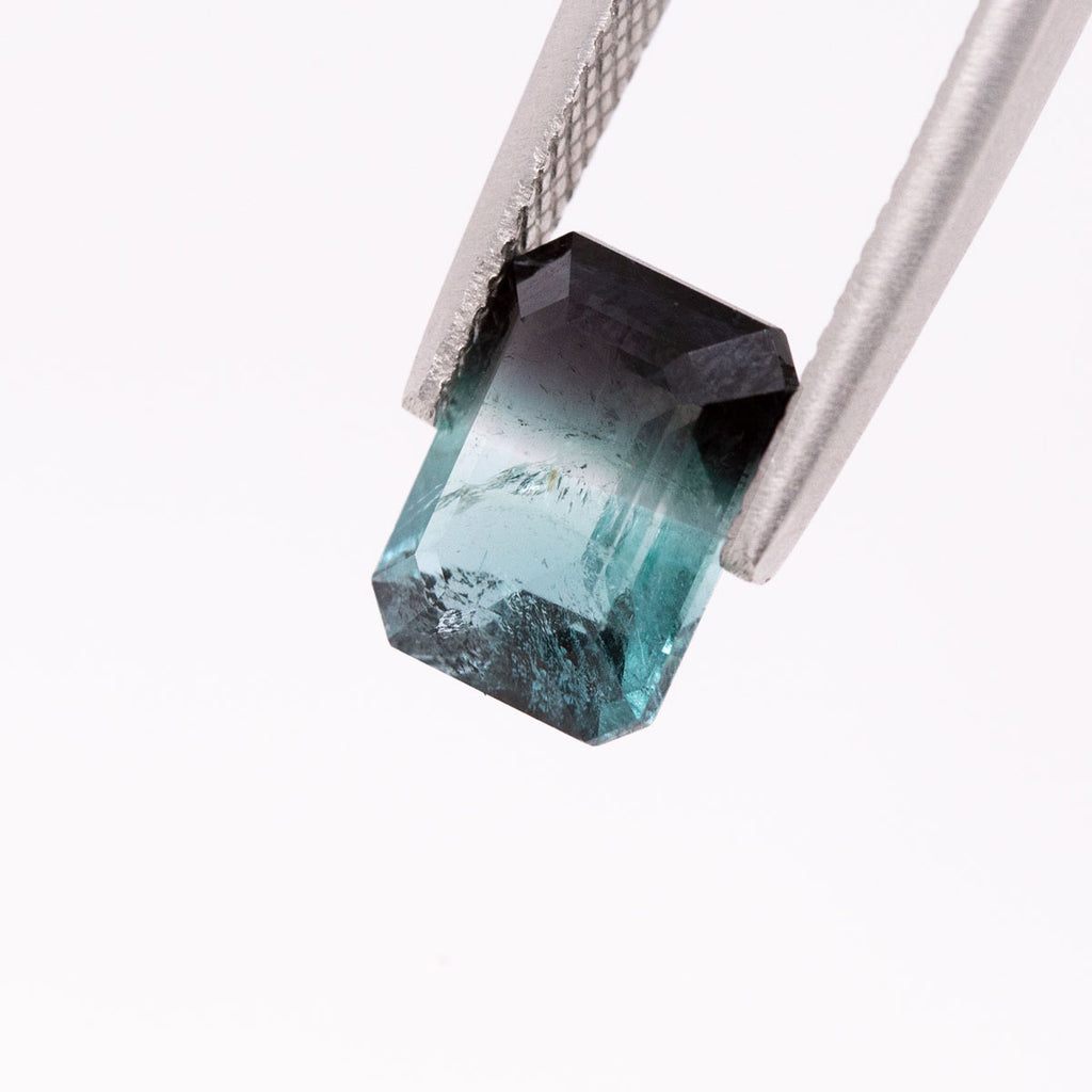 Blue to Black Bicolour Tourmaline Emerald Cut 3.25 carats