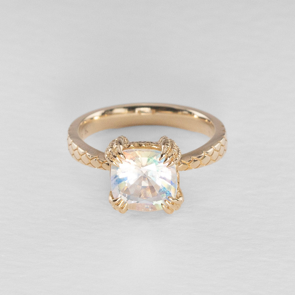 Rainbow Moonstone Dragon Claw Ring