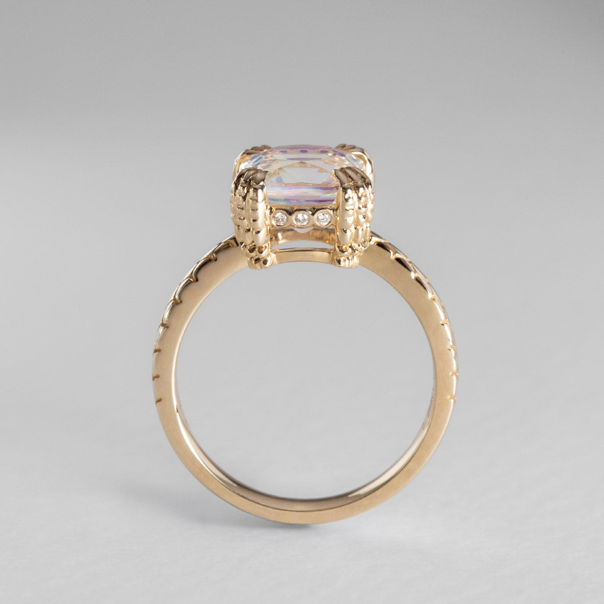 Rainbow Moonstone Dragon Claw Ring