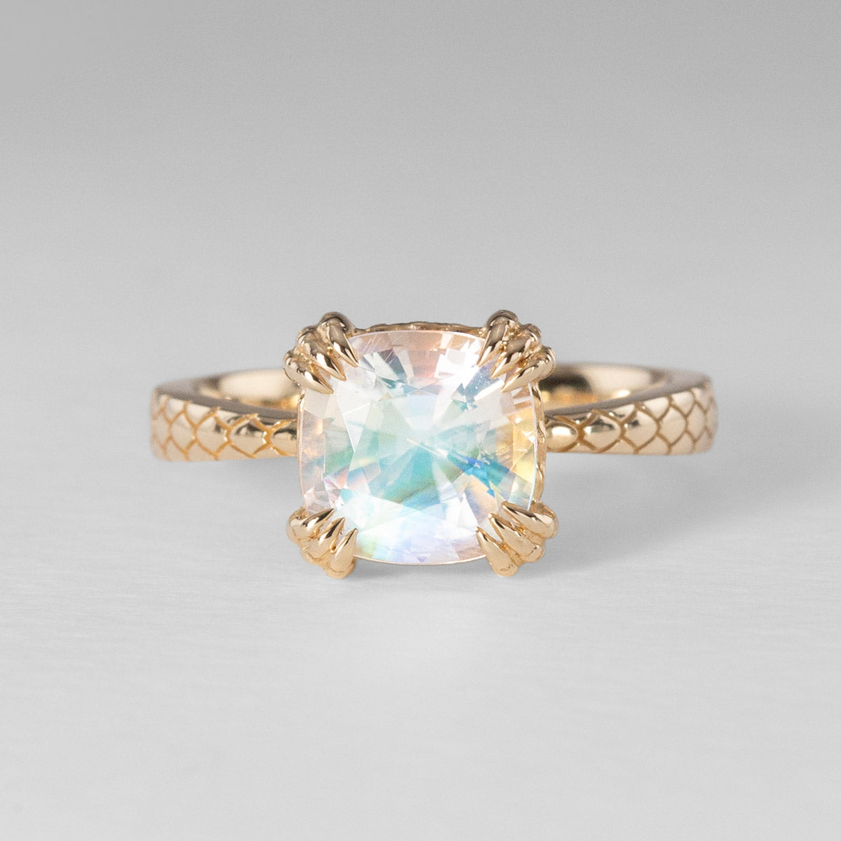 Rainbow Moonstone Dragon Claw Ring