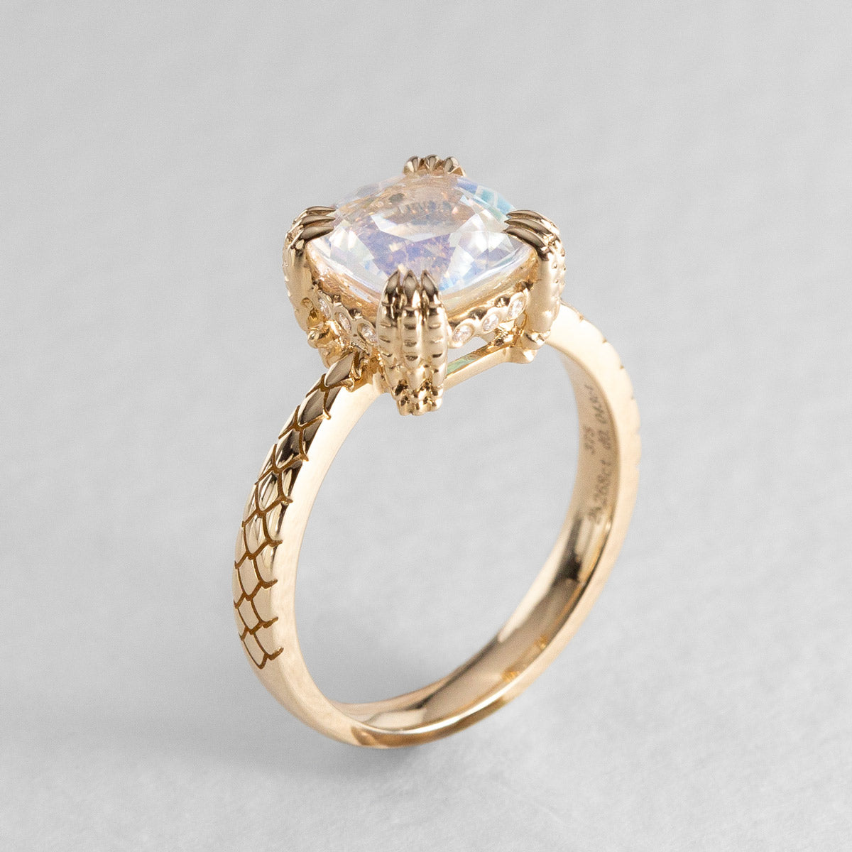 Rainbow Moonstone Dragon Claw Ring