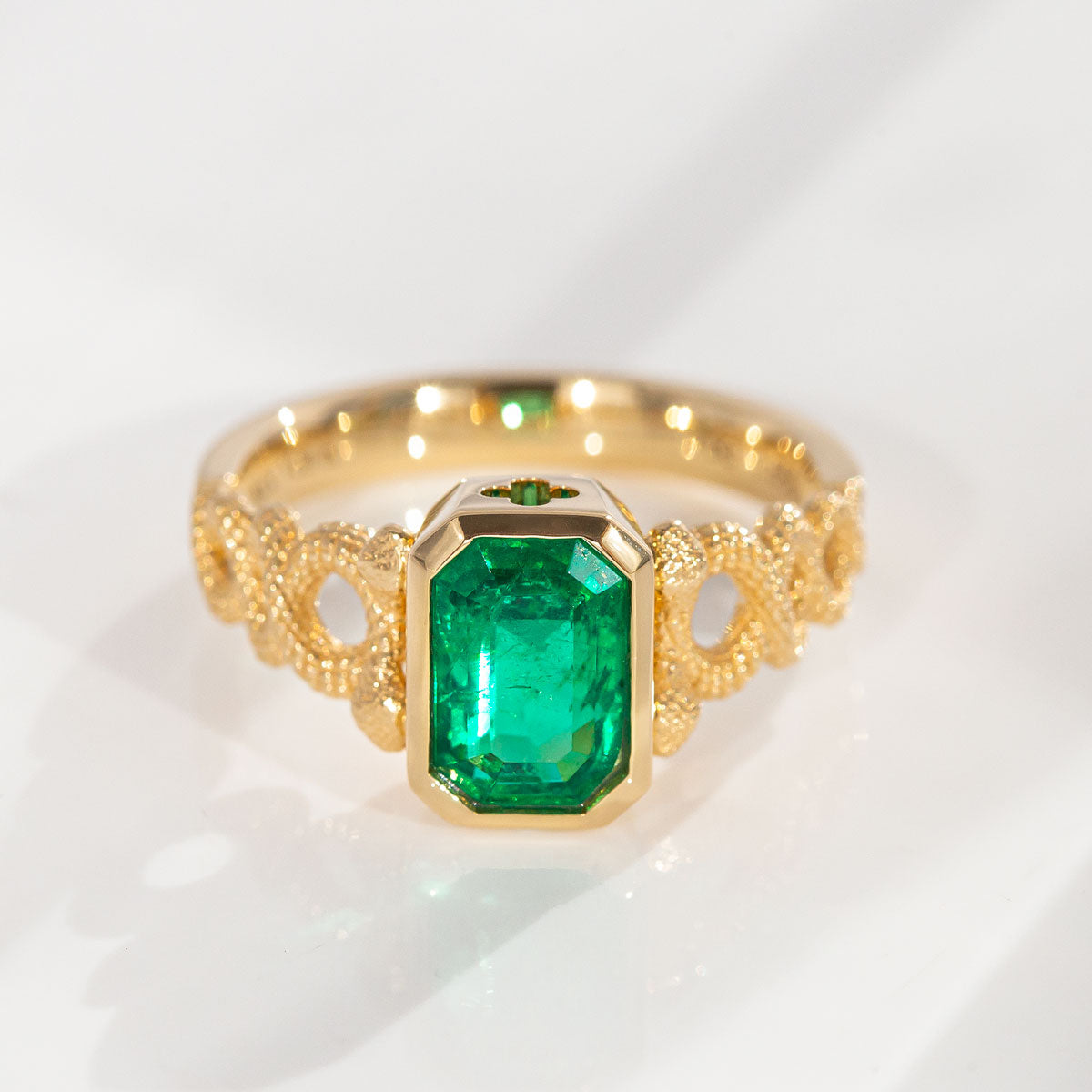 1.66 carat Emerald Snake Charmer ring in 18 carat Gold