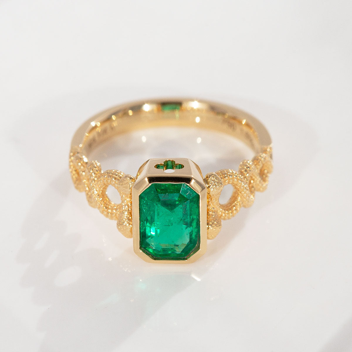1.66 carat Emerald Snake Charmer ring in 18 carat Gold