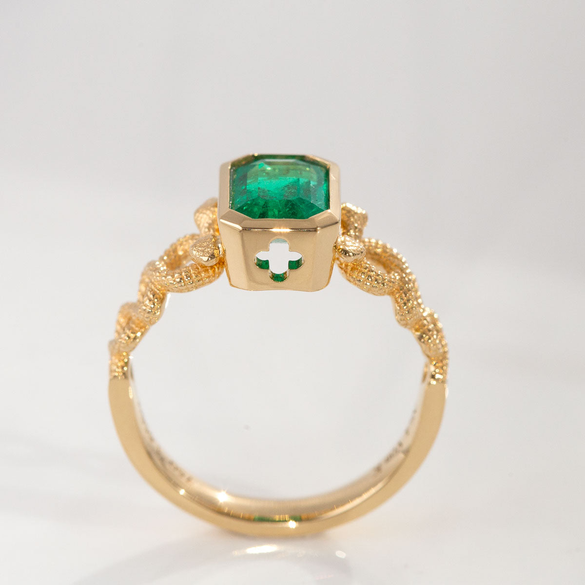1.66 carat Emerald Snake Charmer ring in 18 carat Gold
