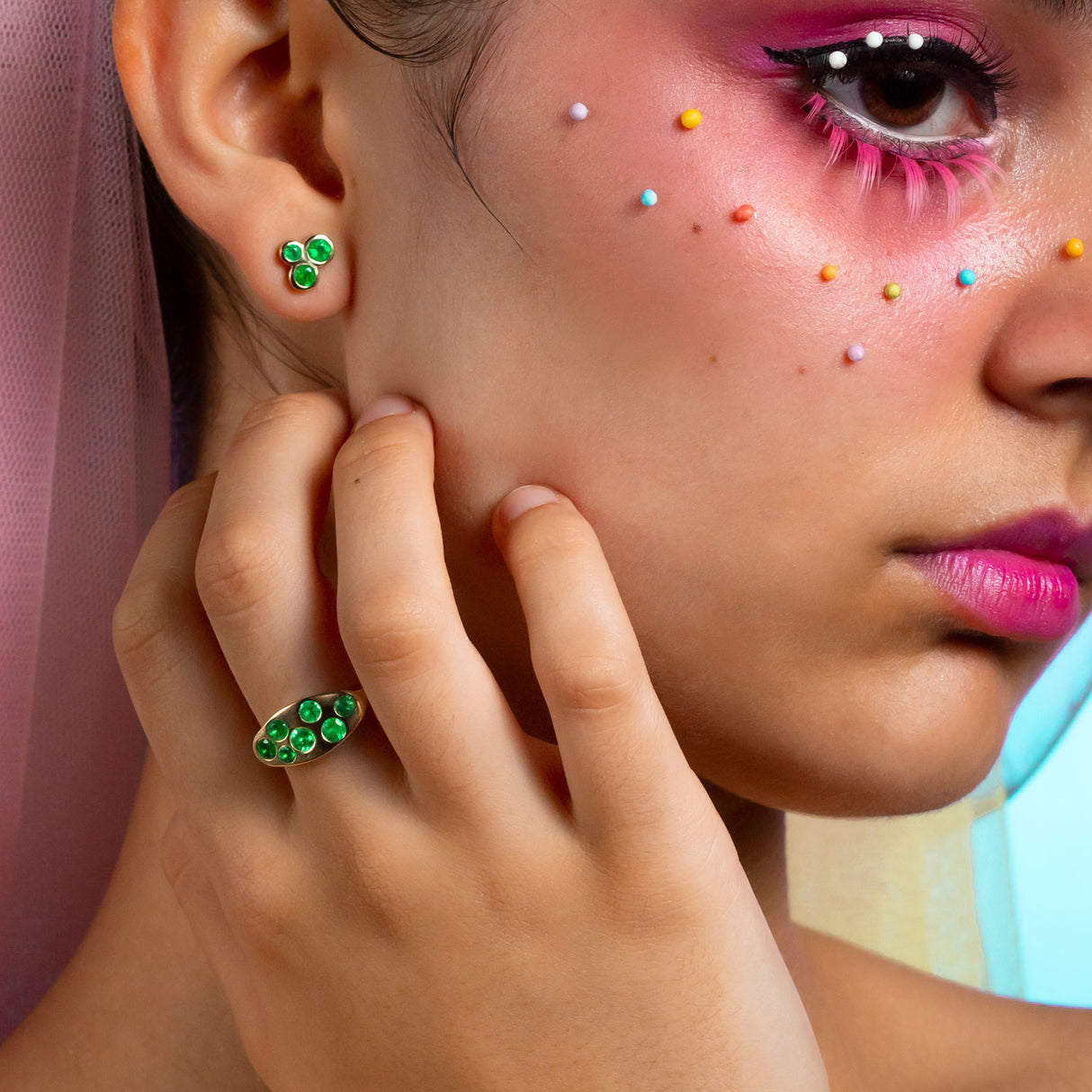 Emerald Sprinkle Studs