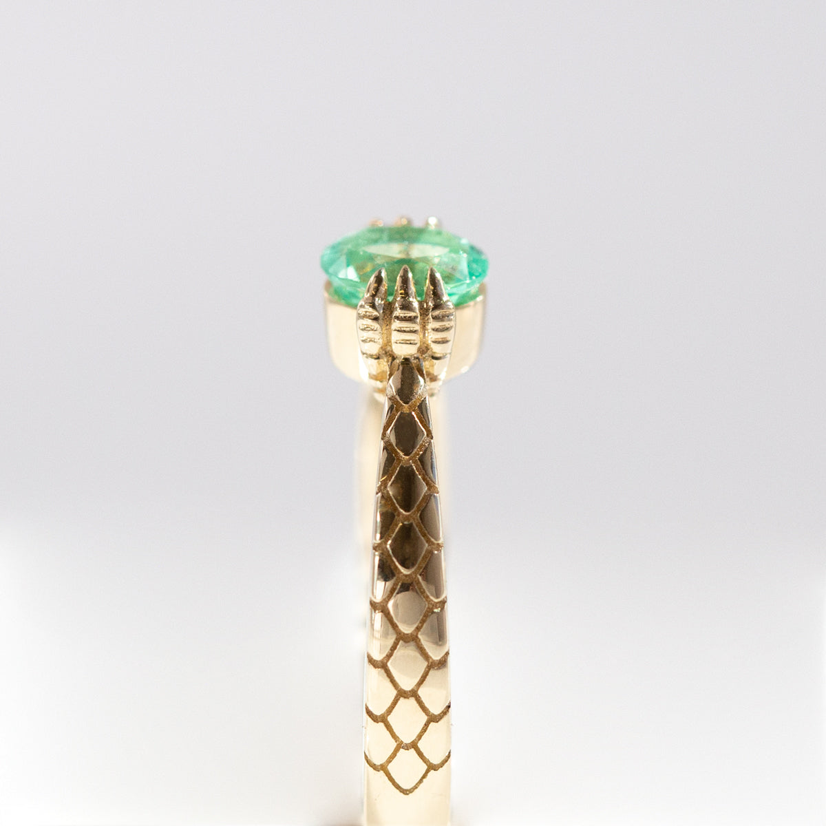 Lagoon Emerald Dragon Egg Gold Ring