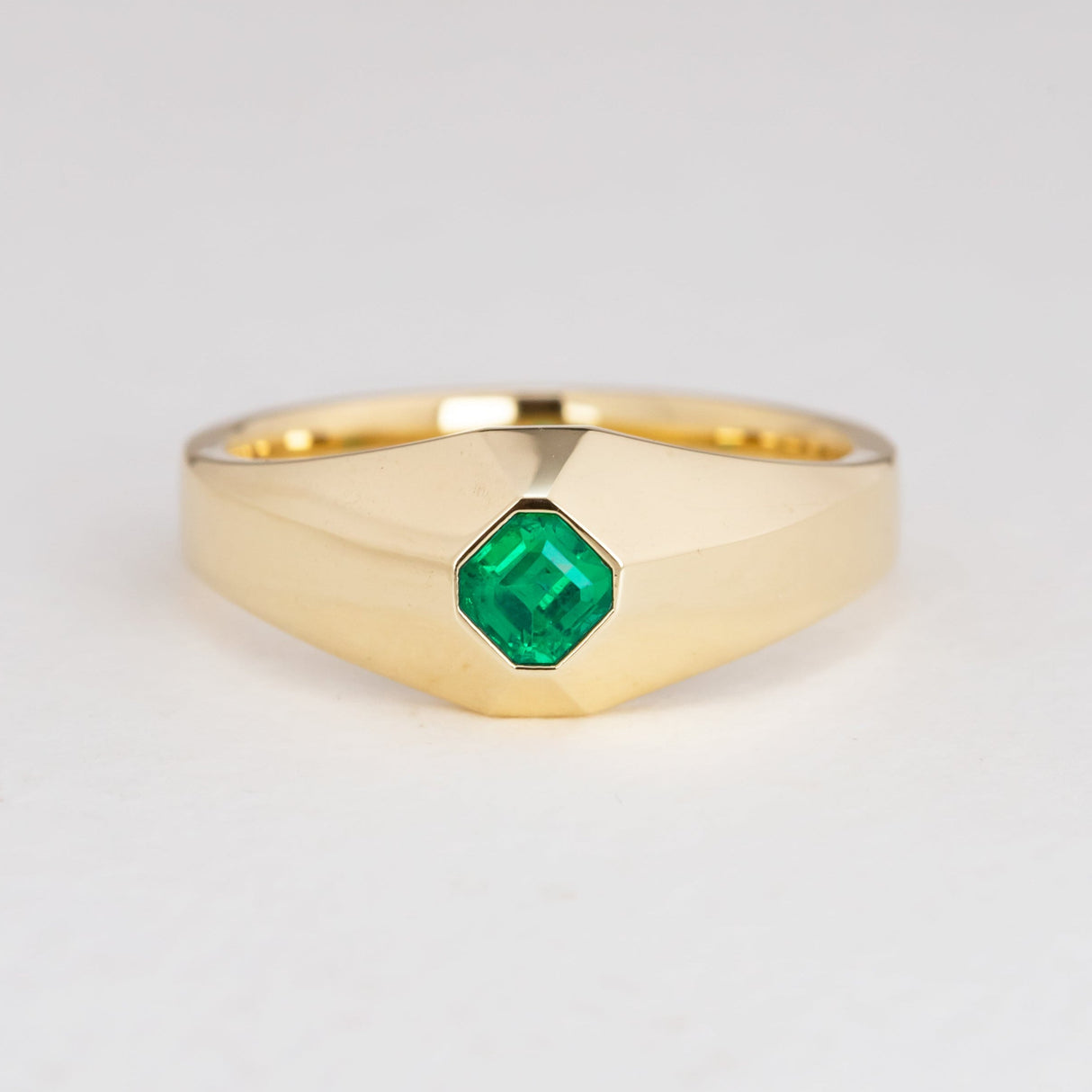 Emerald Geometric Signet Ring