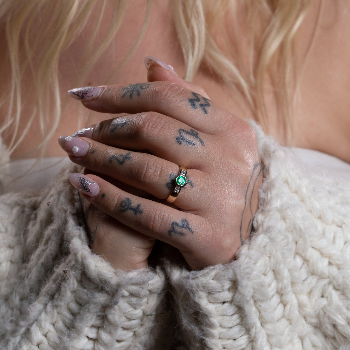 Little Princess ring with Emerald and Diamonds