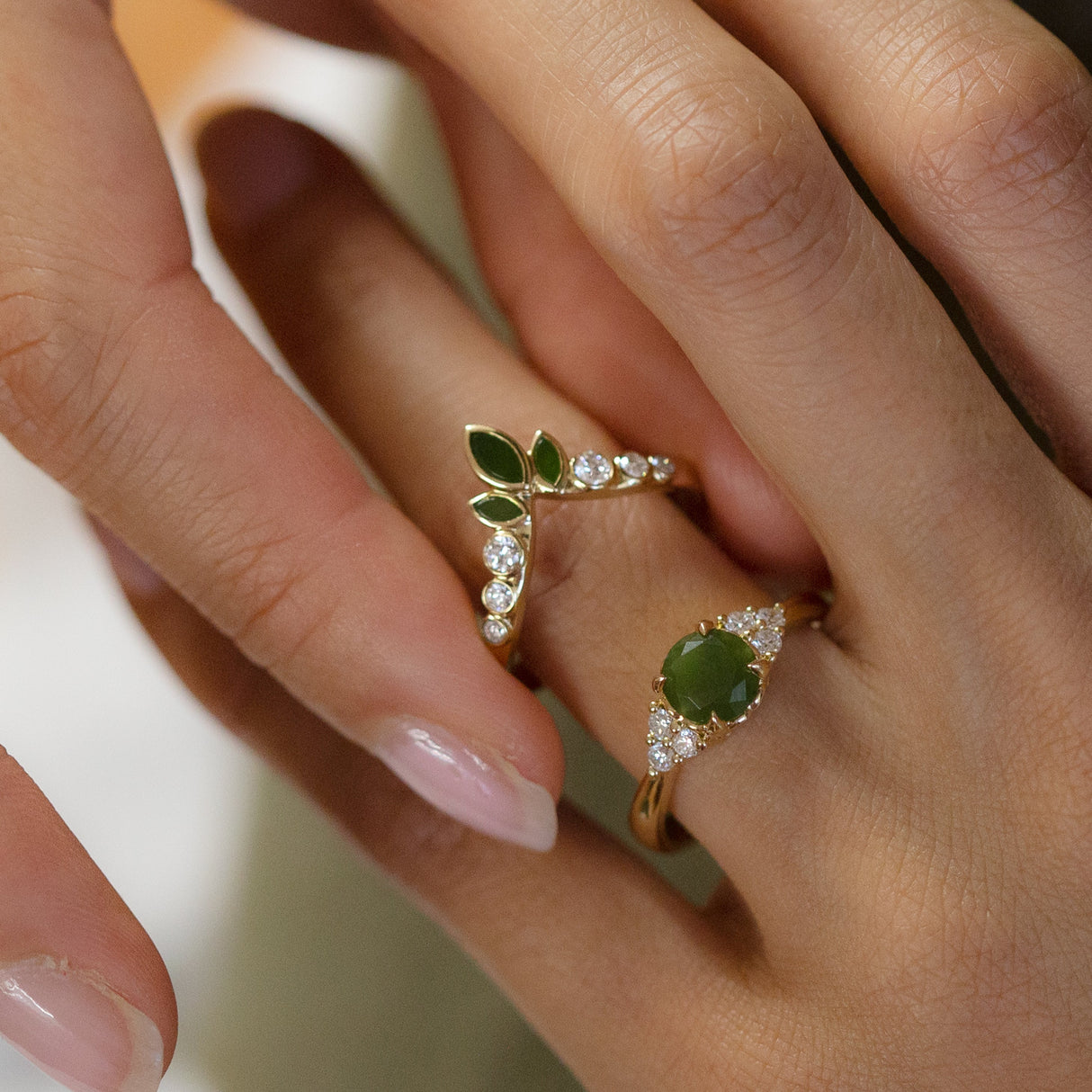 Enchanter Ring with Pounamu and Diamonds