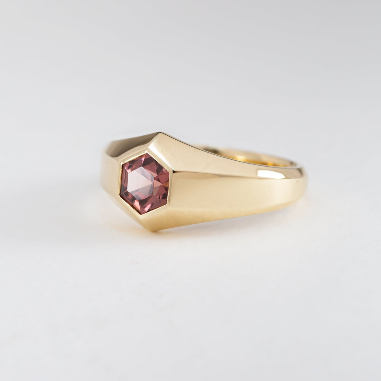 Deep Berry Malaya Garnet Geometric Signet Ring