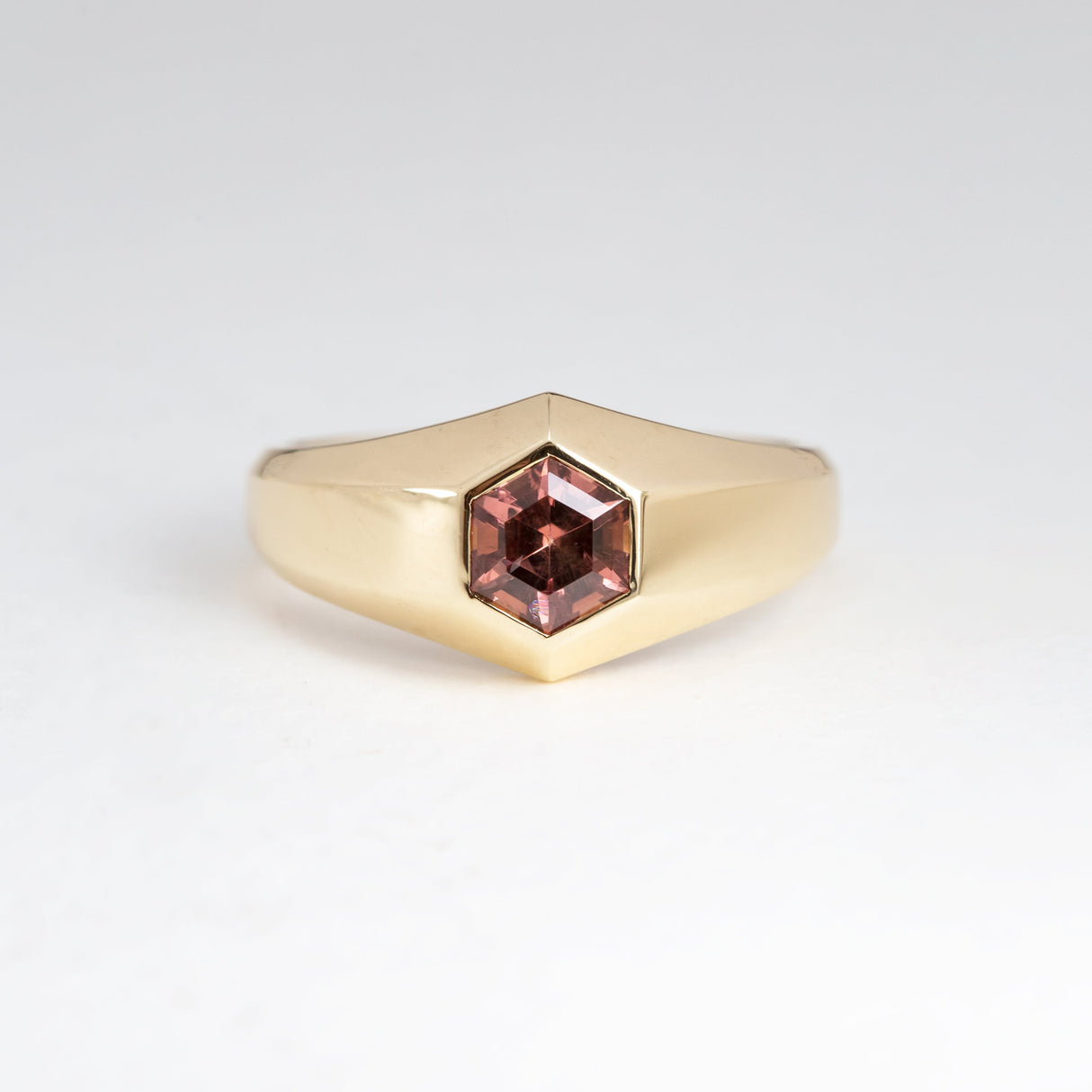 Deep Berry Malaya Garnet Geometric Signet Ring