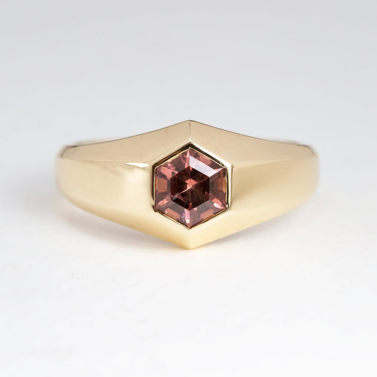 Deep Berry Malaya Garnet Geometric Signet Ring