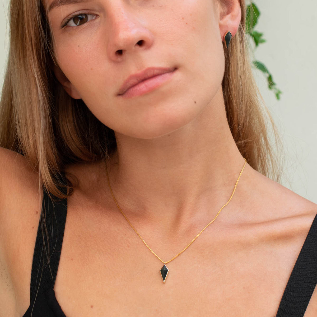 Gold Black Pounamu Pinnacle Pendant