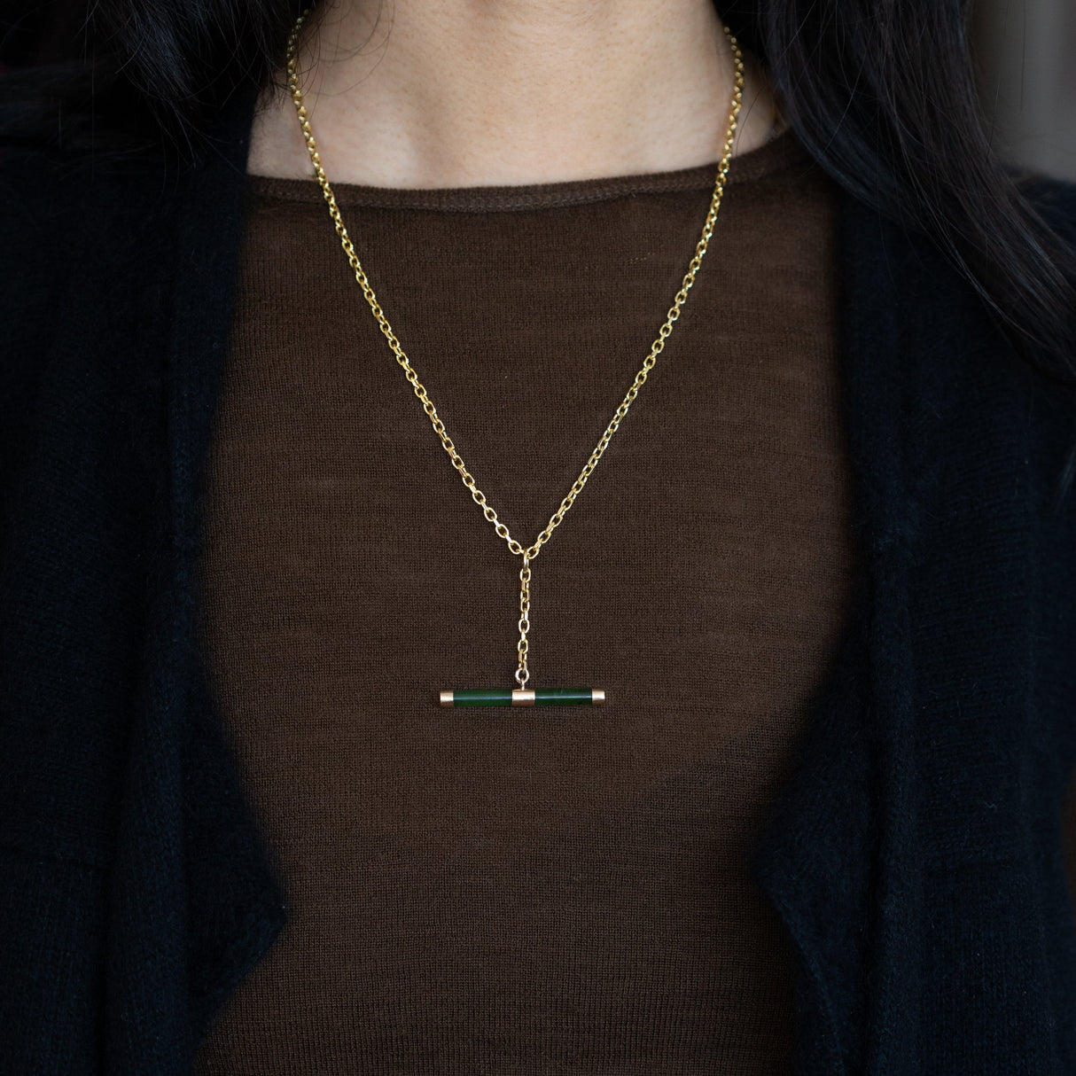 Gold Pounamu Fob Chain Pendant