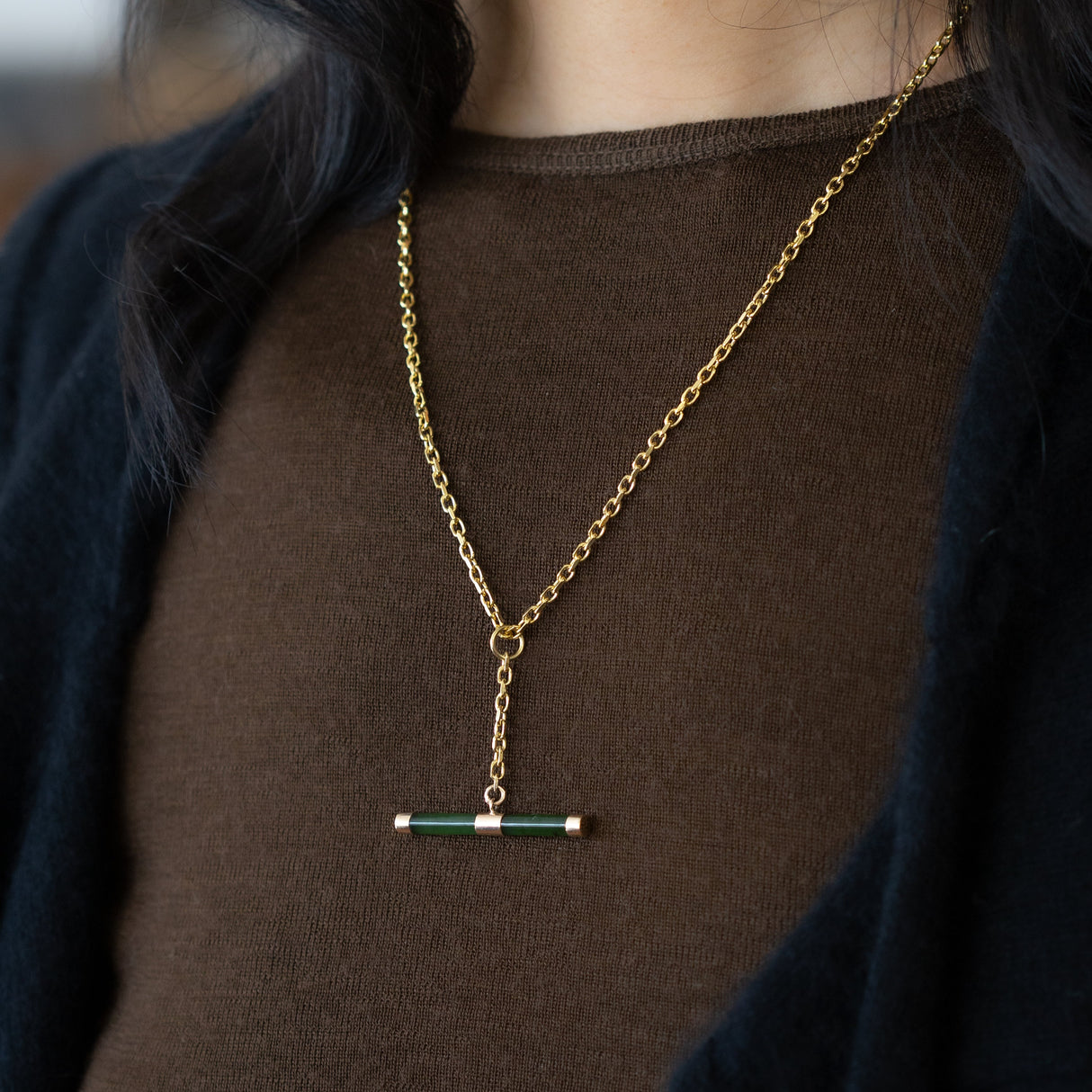 Gold Pounamu Fob Chain Pendant