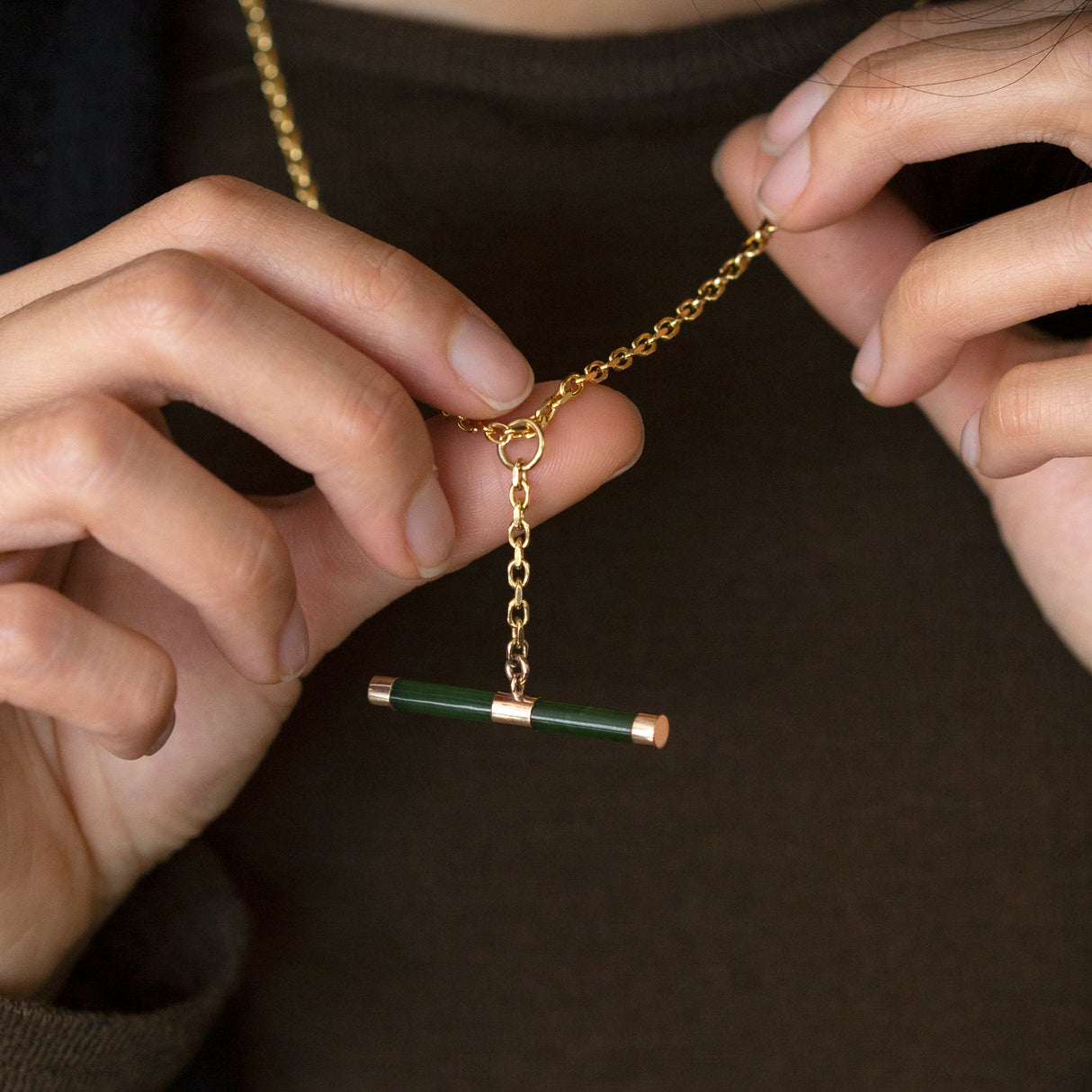 Gold Pounamu Fob Chain Pendant