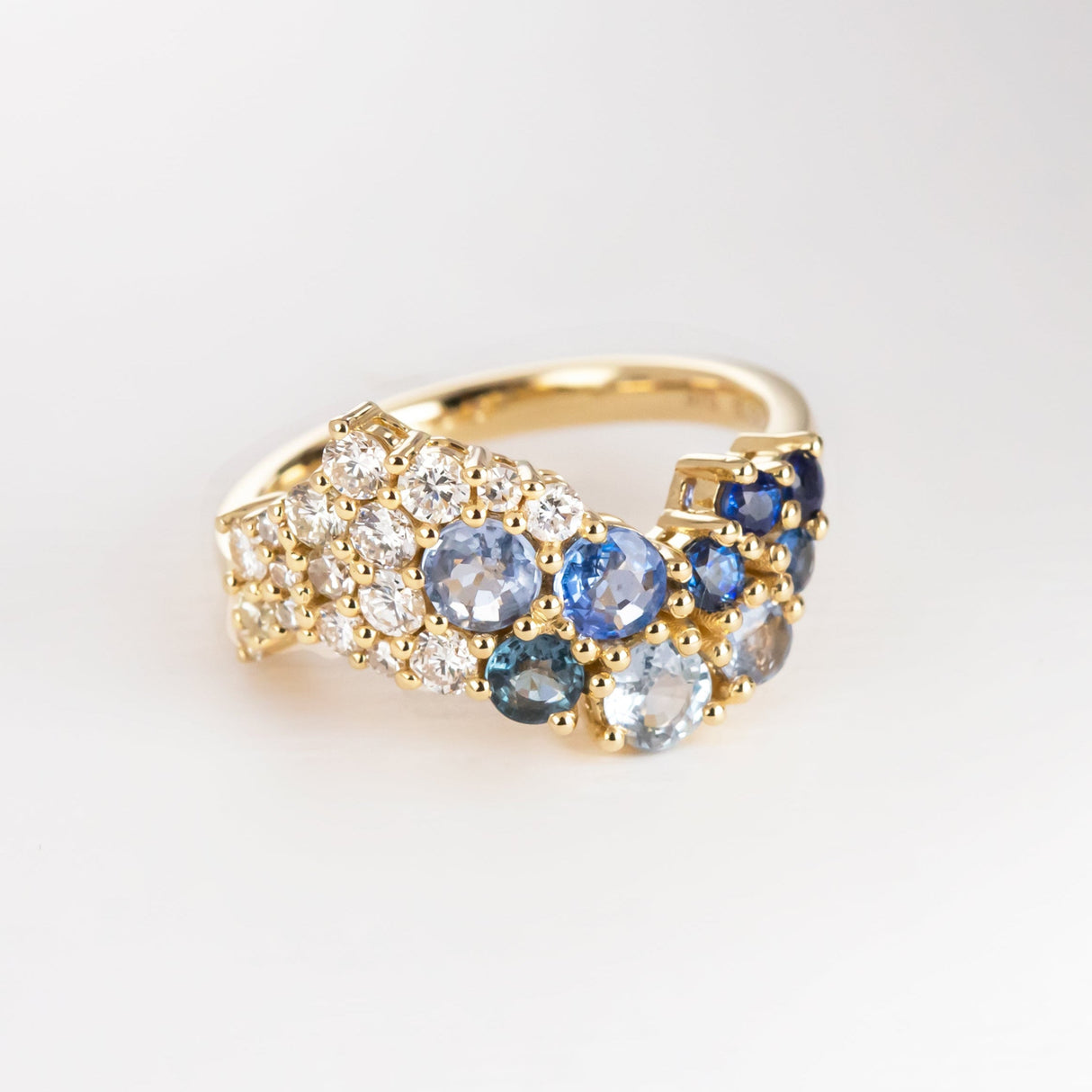 Great Wave Ring with Sapphires & Diamonds