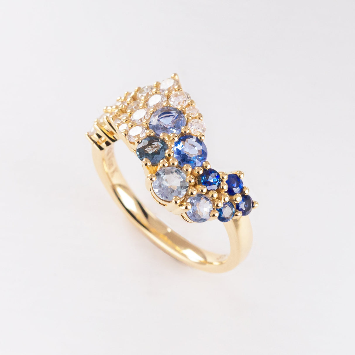 Great Wave Ring with Sapphires & Diamonds