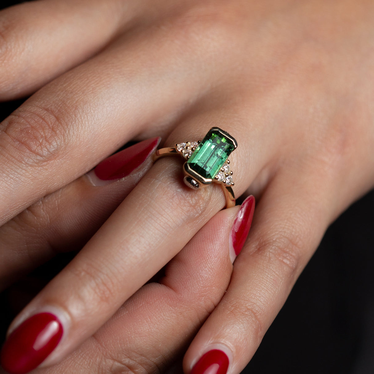 Tourmaline and Diamond Lady of the Lake Ring