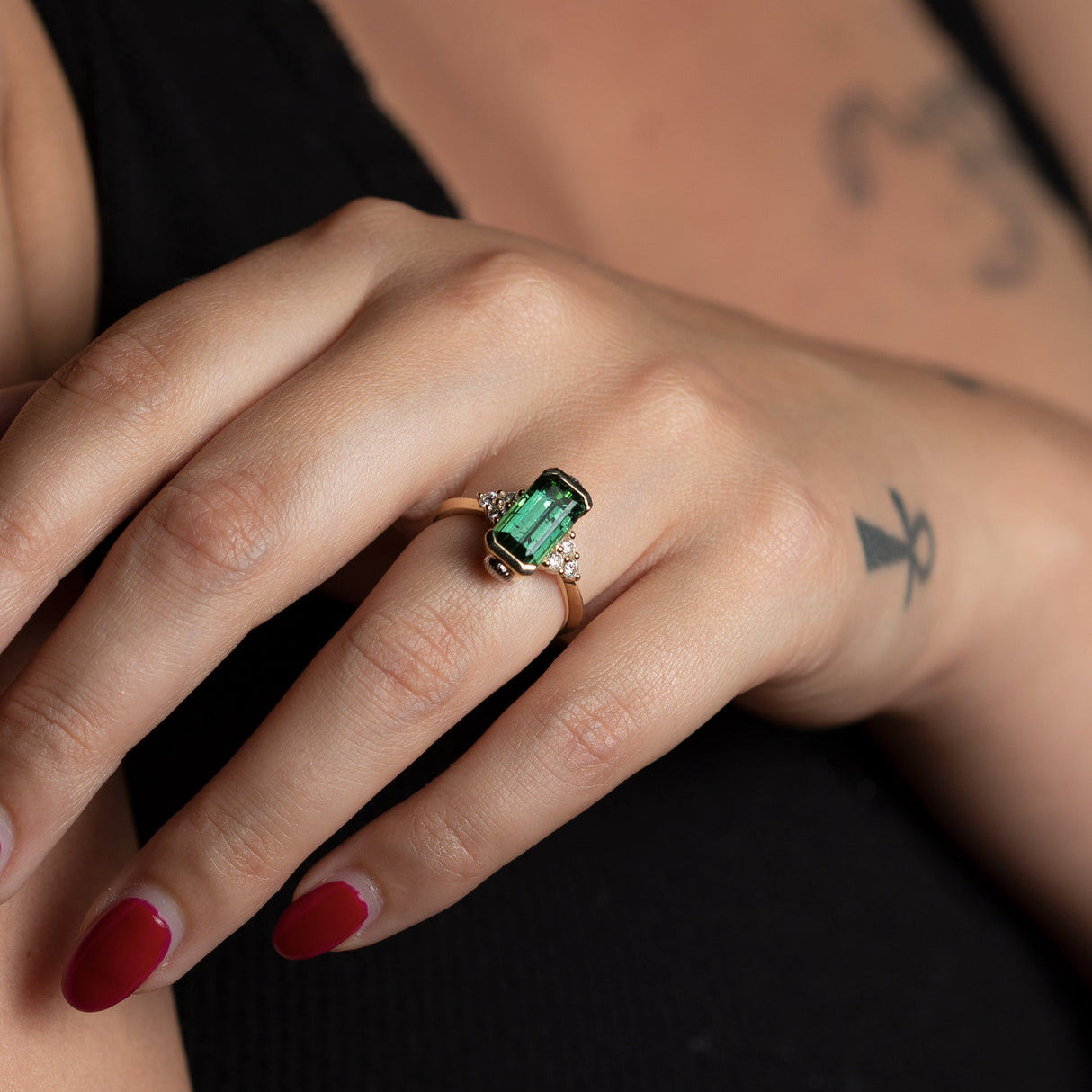 Tourmaline and Diamond Lady of the Lake Ring
