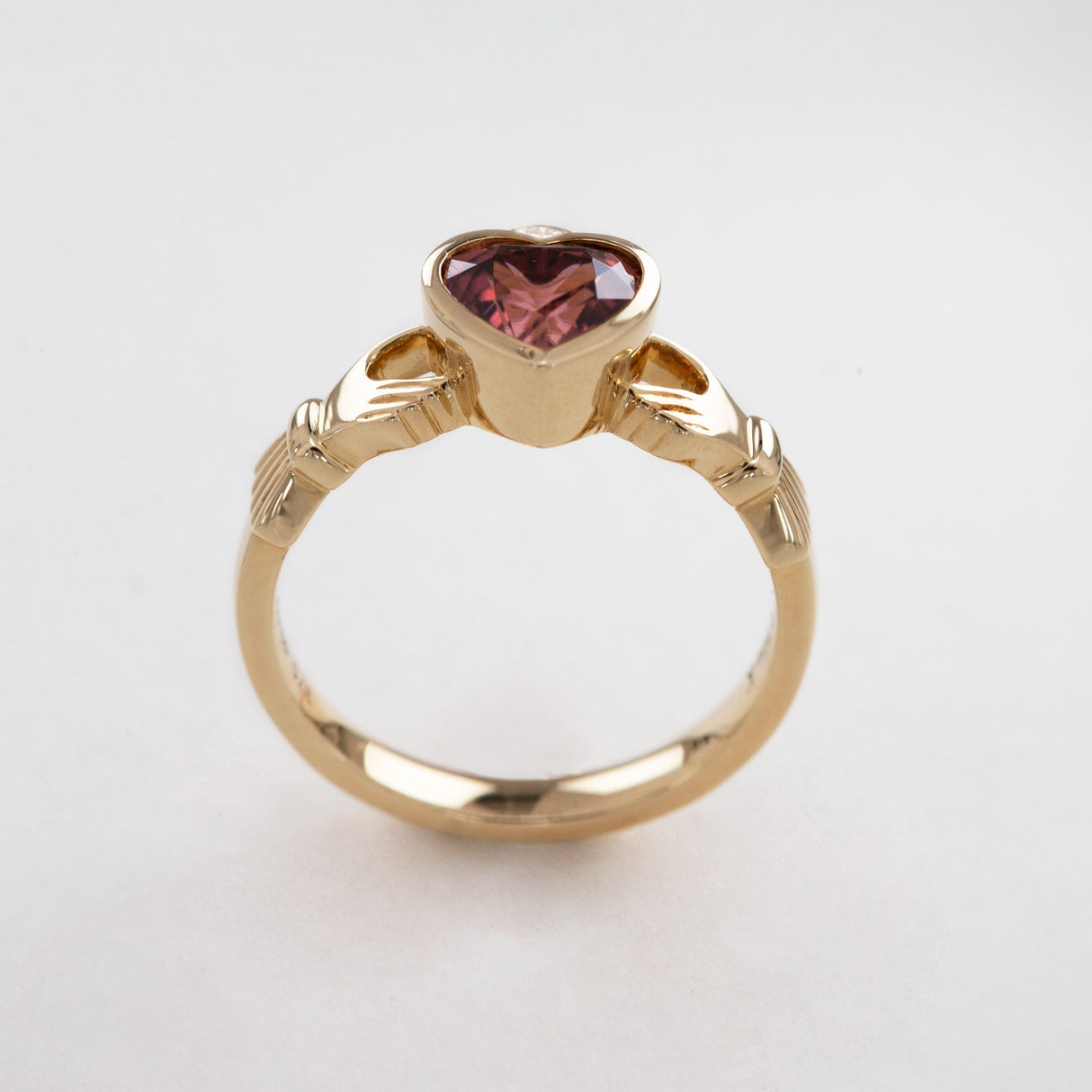 Pink Champagne Zircon & Diamond Claddagh Ring