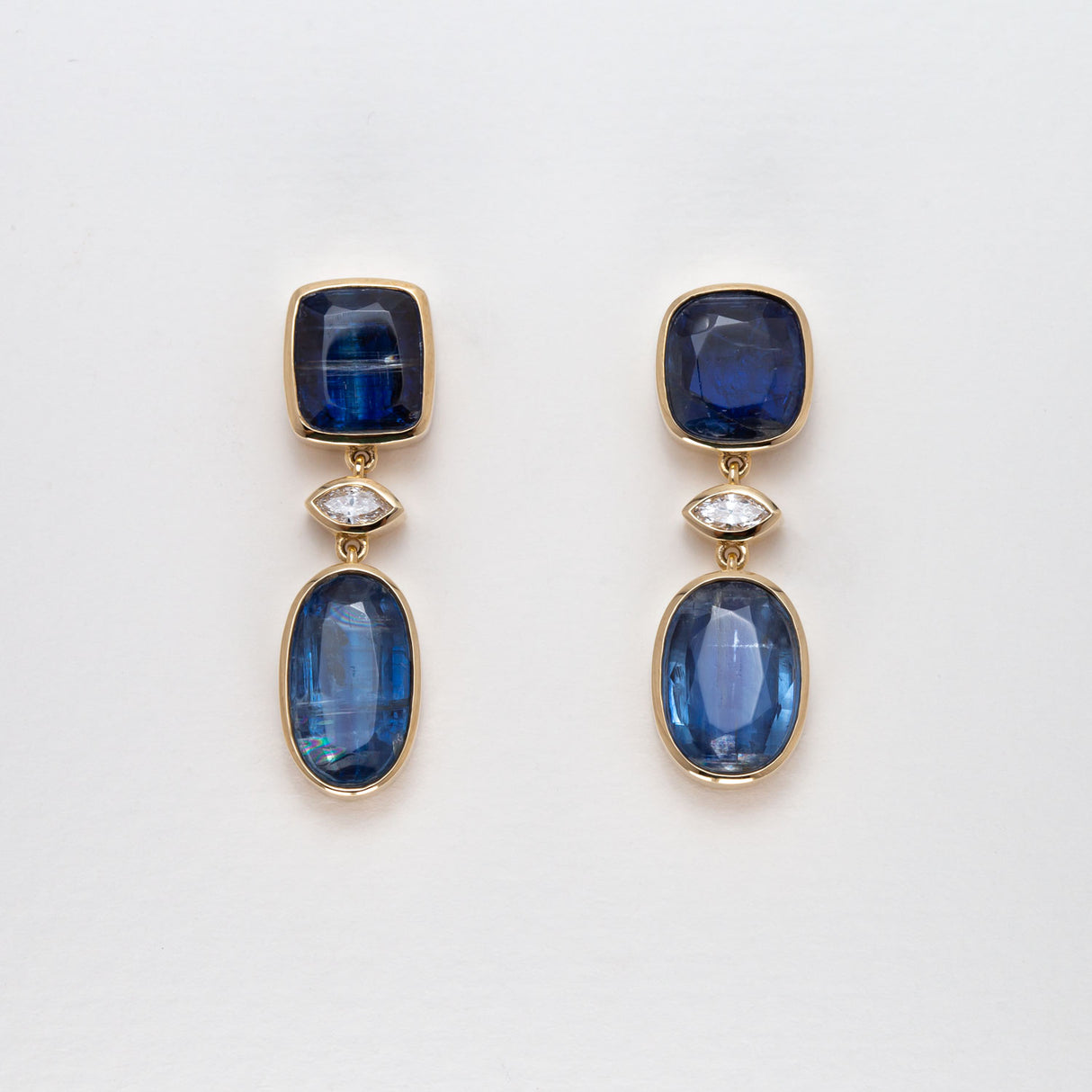 Kyanos Drop Earrings with Diamonds in 9 carat Gold