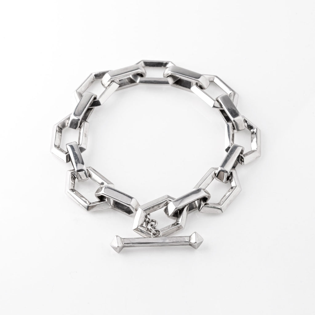 Large Sterling Silver Hex Bracelet