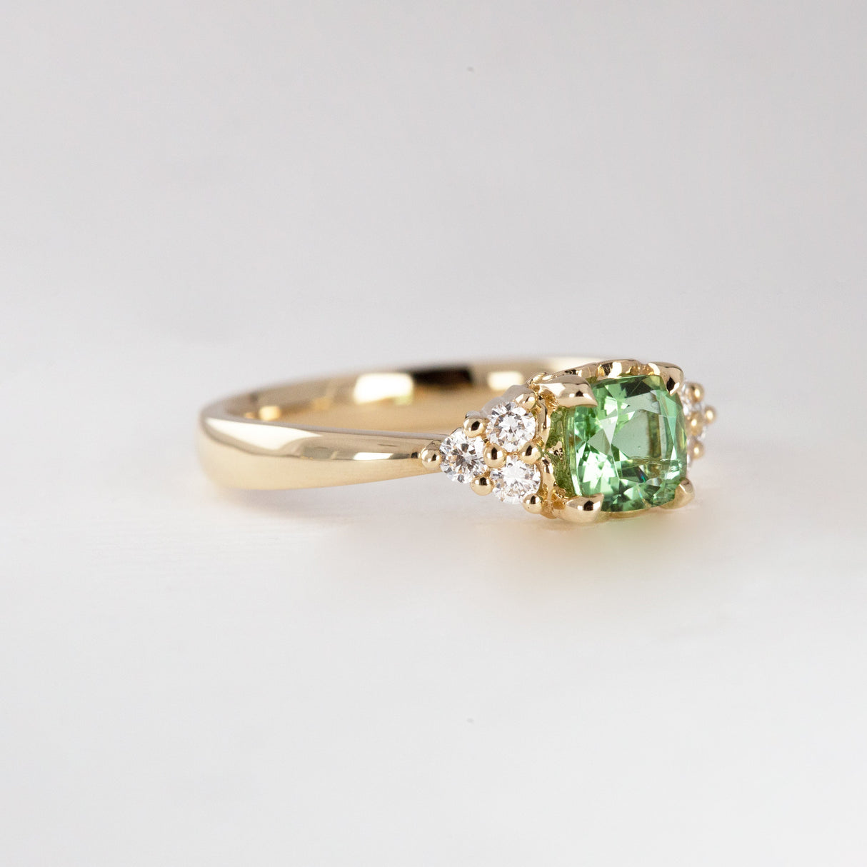 Frosted Dahlia Ring with Tourmaline & Diamonds