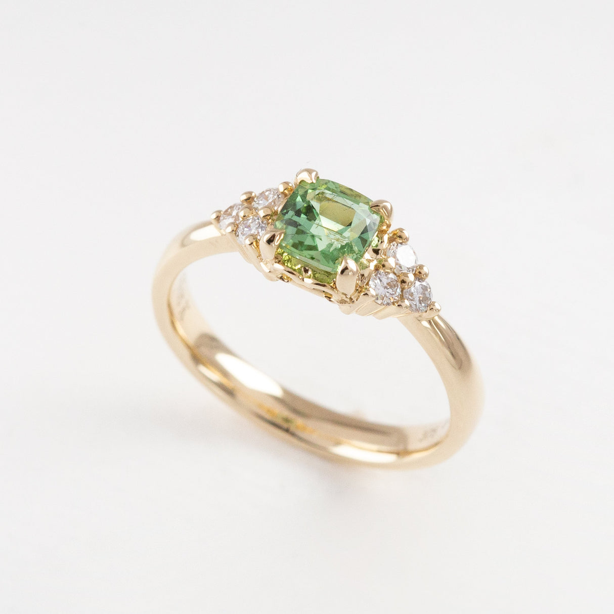 Frosted Dahlia Ring with Tourmaline & Diamonds